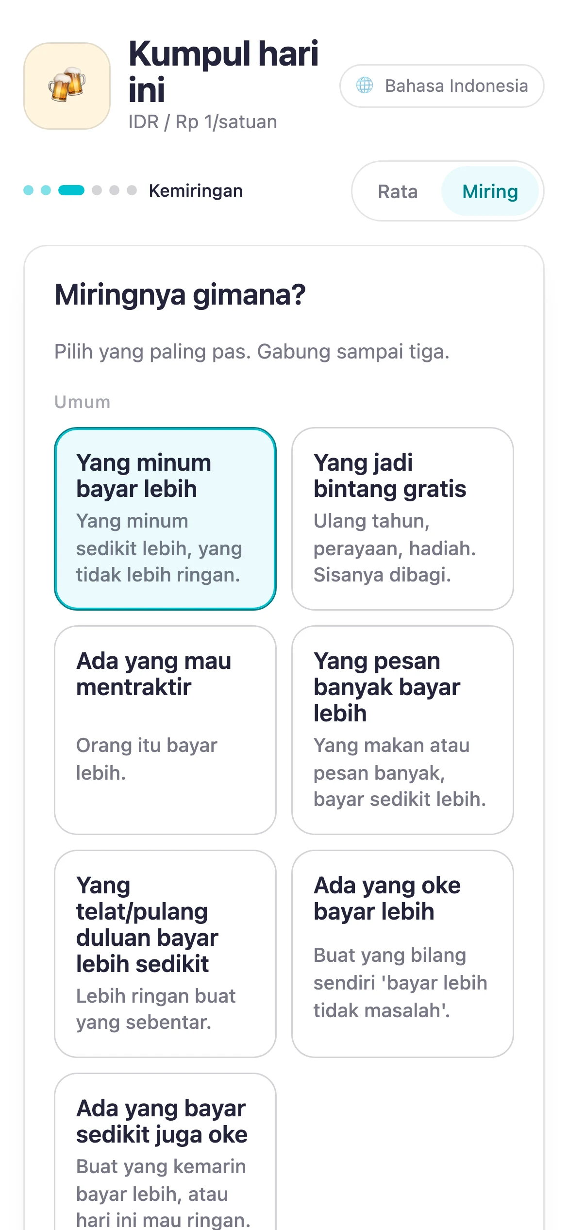 Layar Suguwari untuk memilih pembagian berbobot yang adil