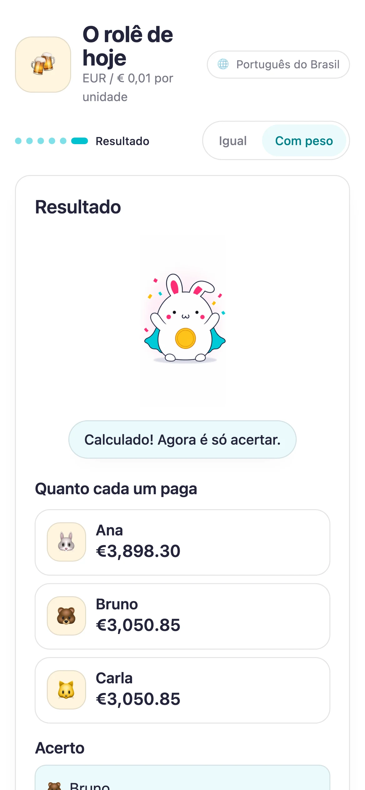 Resultado do Suguwari com parcelas e transferências